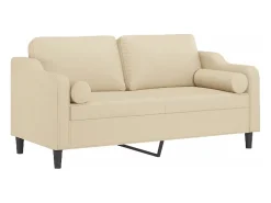 Sofá* Sofá 2 lugares + almofadas decorativas 140 cm tecido cor PT296528 Creme