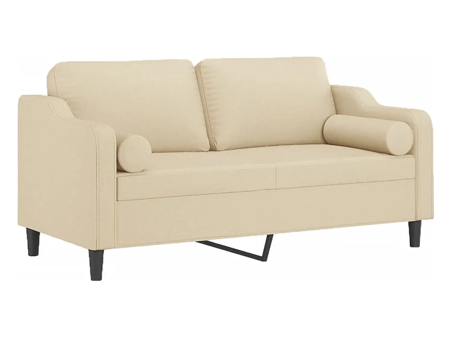 Sofá* Sofá 2 lugares + almofadas decorativas 140 cm tecido cor PT296528 Creme