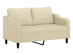 Sofá* Sofá 2 lugares + almofadas decorativas 140 cm tecido cor PT296528 Creme