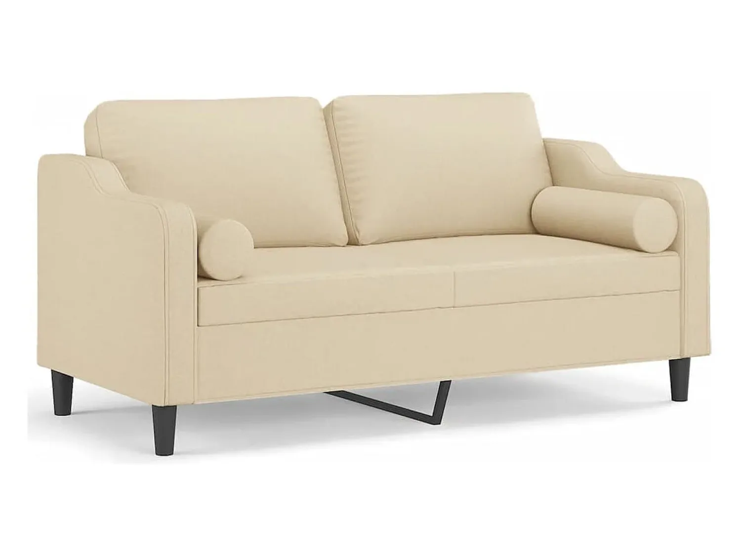 Sofá* Sofá 2 lugares + almofadas decorativas 140 cm tecido cor PT296528 Creme
