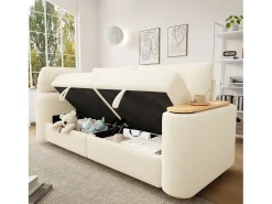 Sofá|ModernLuxe Sofá 3 lugares - con espaço de armazenamento - con apoio de cabeça e mesinha lateral integrada - Bege