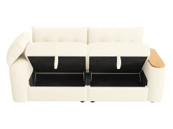Sofá|ModernLuxe Sofá 3 lugares - con espaço de armazenamento - con apoio de cabeça e mesinha lateral integrada - Bege
