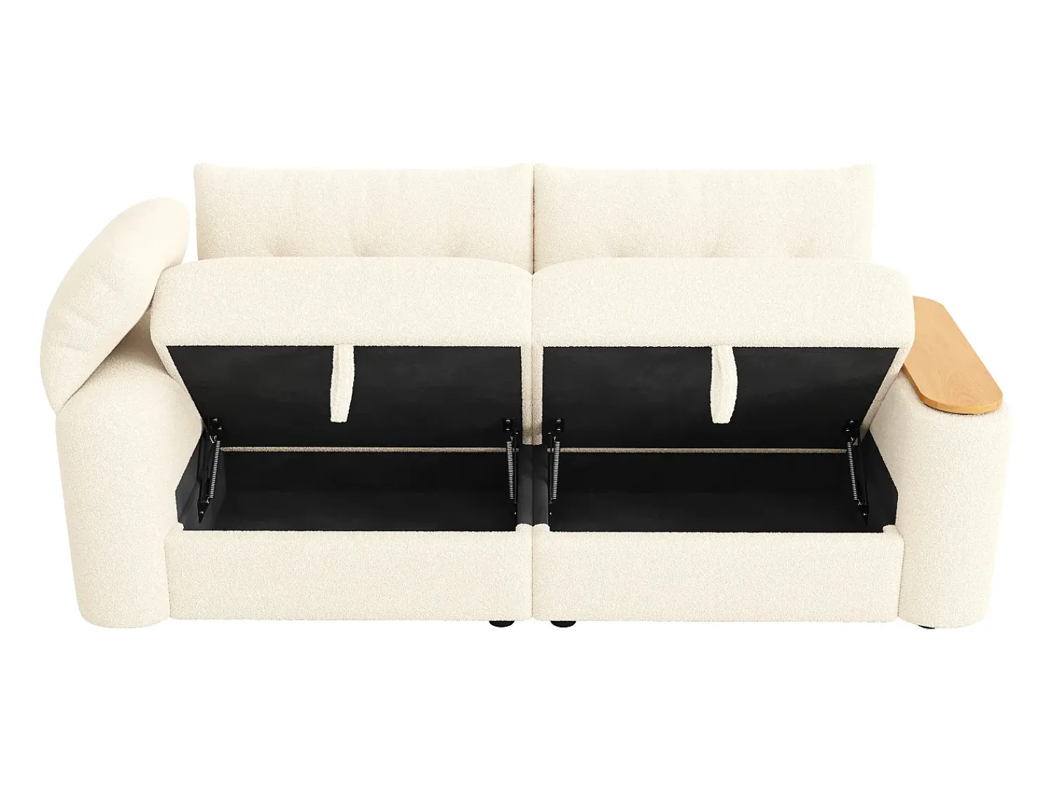 Sofá|ModernLuxe Sofá 3 lugares - con espaço de armazenamento - con apoio de cabeça e mesinha lateral integrada - Bege