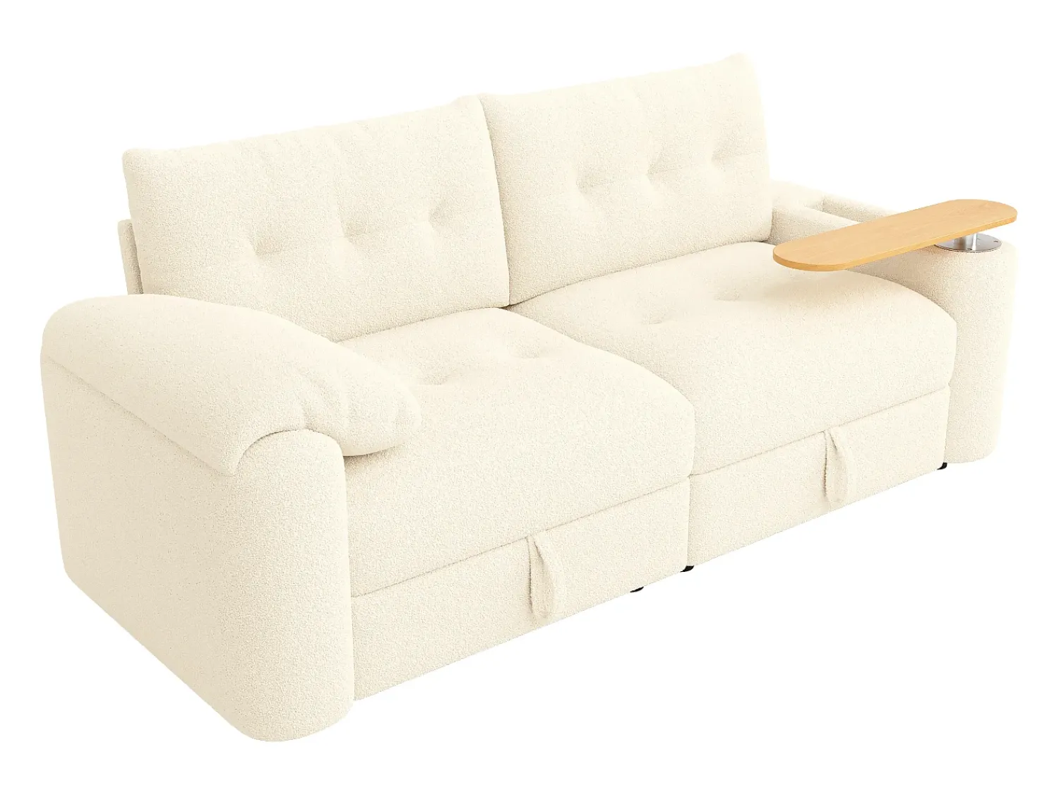 Sofá|ModernLuxe Sofá 3 lugares - con espaço de armazenamento - con apoio de cabeça e mesinha lateral integrada - Bege