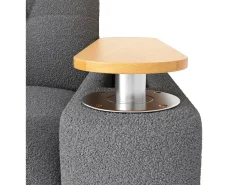 Sofá*ModernLuxe Sofá 3 lugares - con espaço de armazenamento - con apoio de cabeça e mesinha lateral integrada - cinza Cinzento