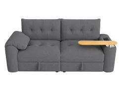 Sofá*ModernLuxe Sofá 3 lugares - con espaço de armazenamento - con apoio de cabeça e mesinha lateral integrada - cinza Cinzento