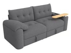 Sofá*ModernLuxe Sofá 3 lugares - con espaço de armazenamento - con apoio de cabeça e mesinha lateral integrada - cinza Cinzento