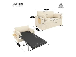 ModernLuxe Sofá 2 lugares - con porta USB - con mesinha auxiliar dobrável - con 2 almofadas - veludo canelado -^ Sofá
