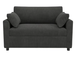 ModernLuxe Sofá 2 lugares - con porta USB - con mesinha auxiliar dobrável - con 2 almofadas - veludo canelado - cinza^ Sofá