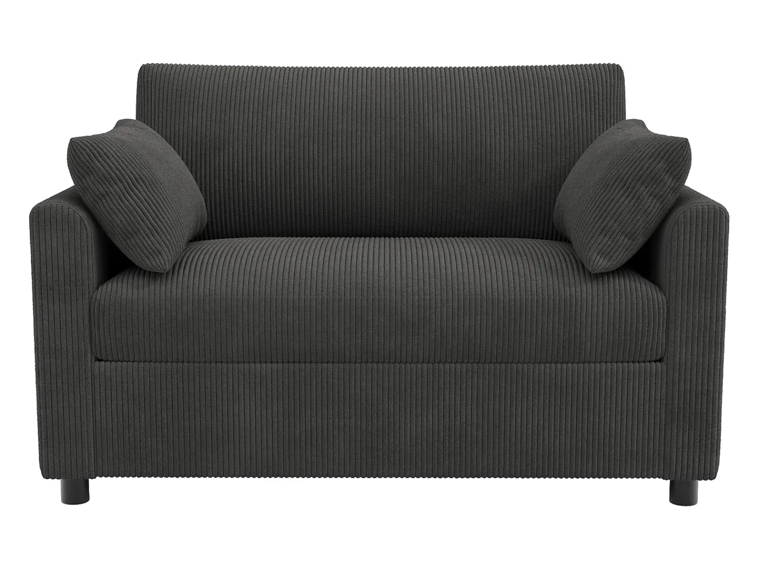 ModernLuxe Sofá 2 lugares - con porta USB - con mesinha auxiliar dobrável - con 2 almofadas - veludo canelado - cinza^ Sofá