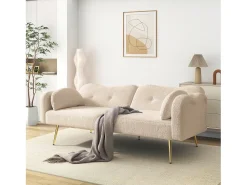 Sofá|ModernLuxe Sofá 2 lugares - Encosto ajustável - Pés de metal banhado a ouro - Bege