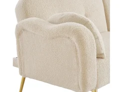 Sofá|ModernLuxe Sofá 2 lugares - Encosto ajustável - Pés de metal banhado a ouro - Bege