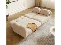 Sofá|ModernLuxe Sofá 2 lugares - Encosto ajustável - Pés de metal banhado a ouro - Bege