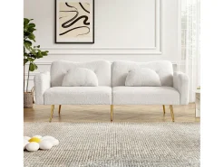 ModernLuxe Sofá 2 lugares - Encosto ajustável - Pés de metal banhado a ouro -^ Sofá