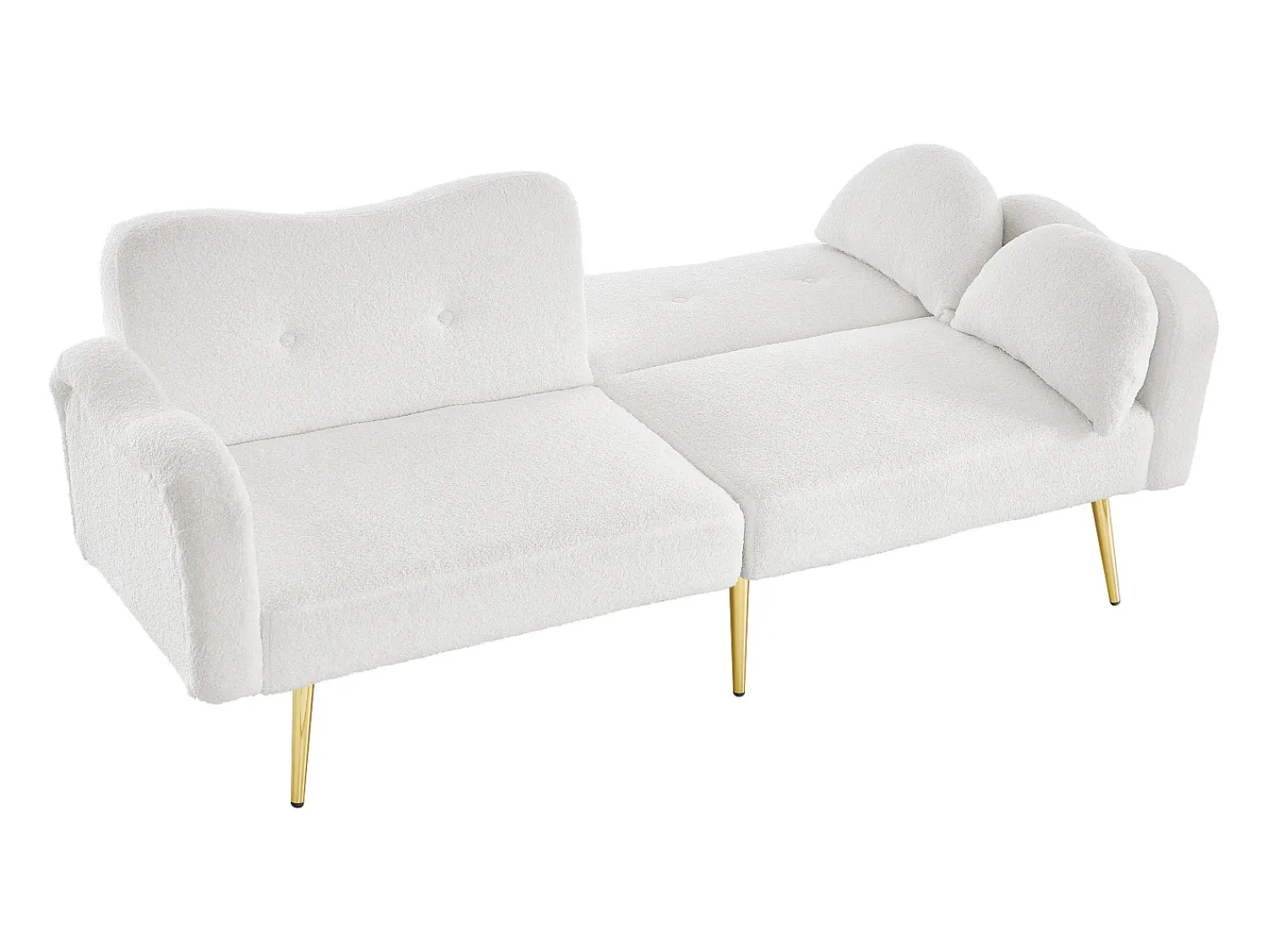 ModernLuxe Sofá 2 lugares - Encosto ajustável - Pés de metal banhado a ouro -^ Sofá