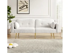 ModernLuxe Sofá 2 lugares - Encosto ajustável - Pés de metal banhado a ouro -^ Sofá