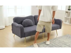 ModernLuxe Sofá 2 lugares - Encosto ajustável - Pés de metal banhado a ouro -^ Sofá