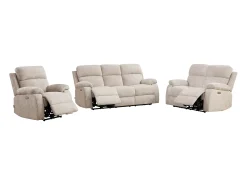 Vente-unique Sofá 3 lugares, 2 lugares e poltrona reclinável elétrica massageadora em tecido chenille KOCENI^ Sofá