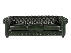 Sofá*LINEA SOFA Sofá 4 lugares 100% pele Verde Escuro estilo chesterfield - BRENTON Verde pinho