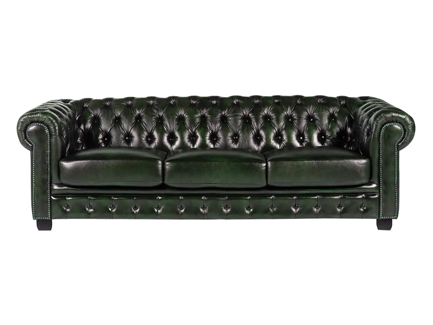 Sofá*LINEA SOFA Sofá 4 lugares 100% pele Verde Escuro estilo chesterfield - BRENTON Verde pinho