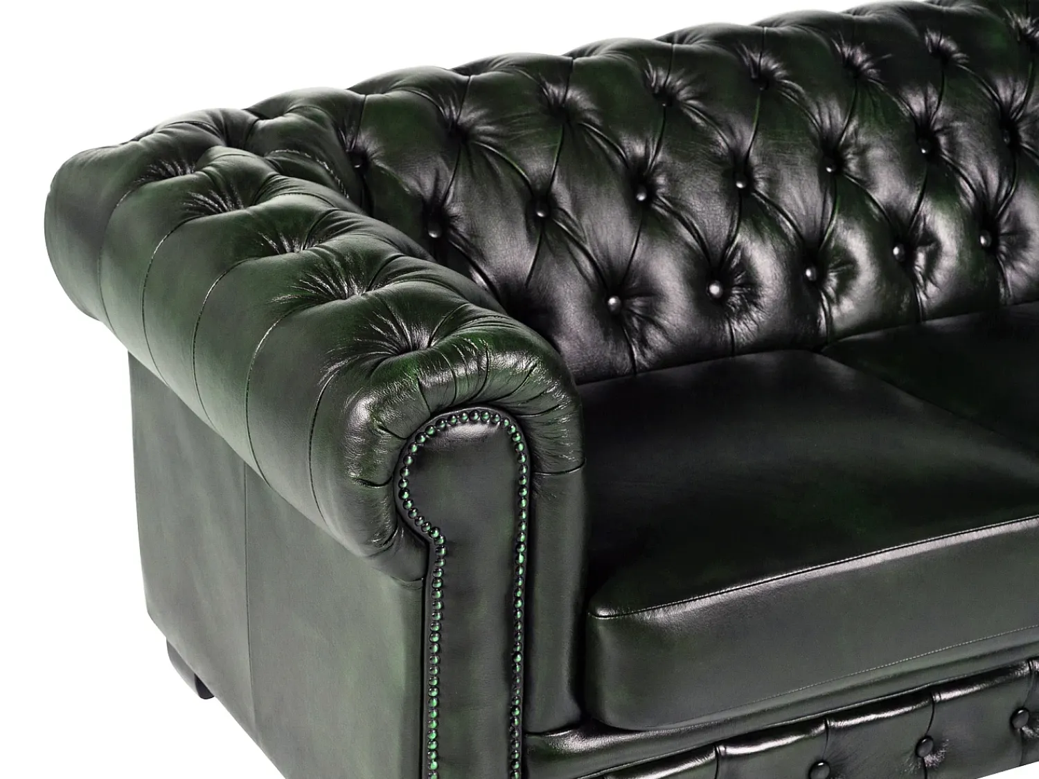 Sofá*LINEA SOFA Sofá 4 lugares 100% pele Verde Escuro estilo chesterfield - BRENTON Verde pinho