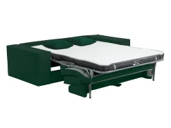 Vente-unique Sofá 3 lugares abertura rápida veludo canelado , cama 140 cm, colchão 14 cm^ Sofá