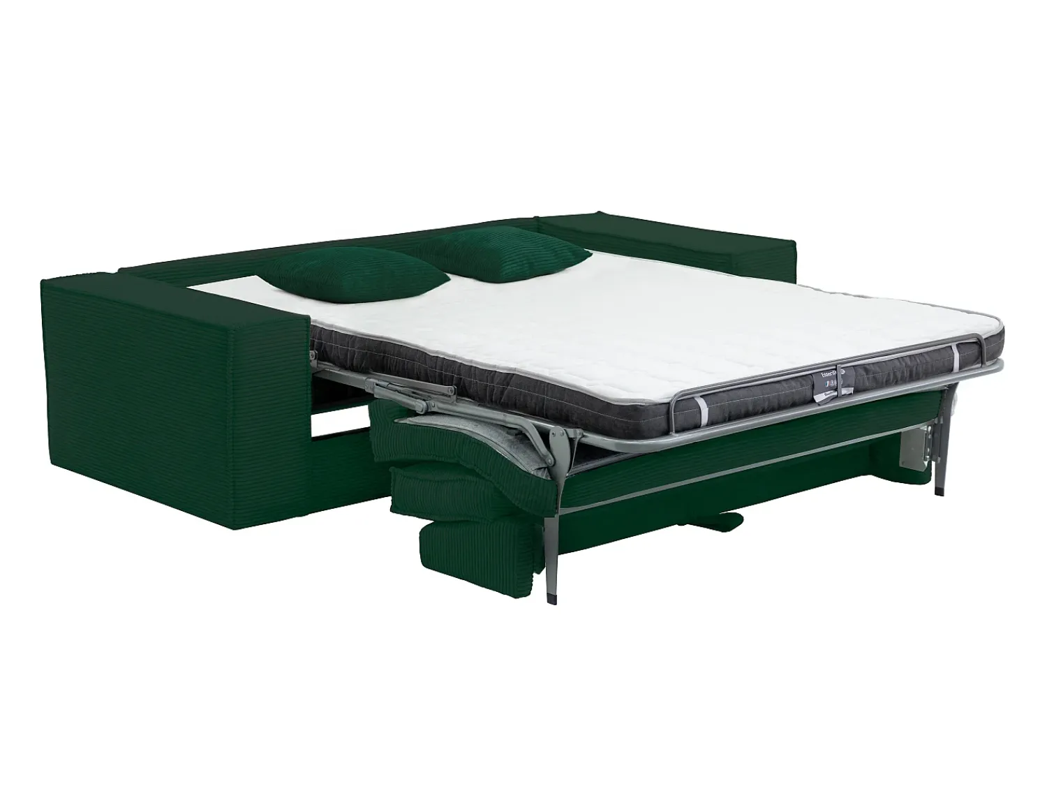 Vente-unique Sofá 3 lugares abertura rápida veludo canelado , cama 140 cm, colchão 14 cm^ Sofá
