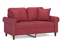 Sale Sofá 2 lugares +almofadas 120cm couro artificial tinto PT435374 Vermelho