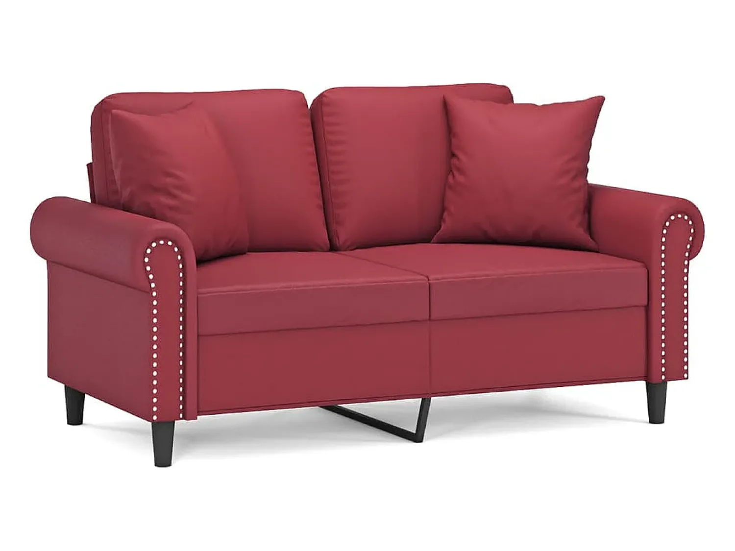 Sale Sofá 2 lugares +almofadas 120cm couro artificial tinto PT435374 Vermelho