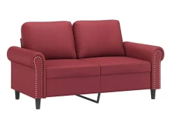 Sale Sofá 2 lugares +almofadas 120cm couro artificial tinto PT435374 Vermelho