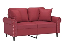 Sale Sofá 2 lugares +almofadas 120cm couro artificial tinto PT435374 Vermelho