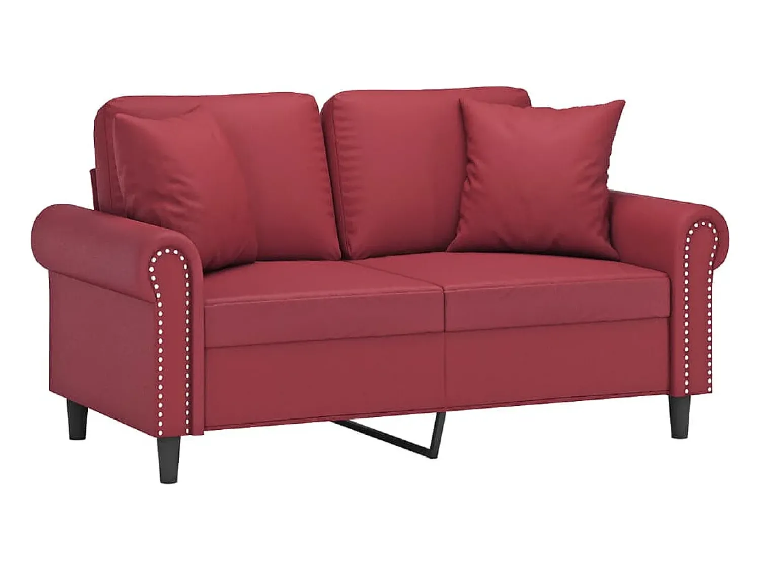Sale Sofá 2 lugares +almofadas 120cm couro artificial tinto PT435374 Vermelho
