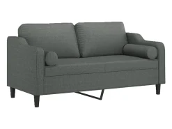 Sale Sofá 2 lugares +almofadas decorativas 140cm tecido cinza-escuro PT834297 Cinzento