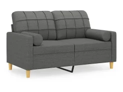 Sofá* Sofá 2 lugares +almofadas decorativas 120cm tecido cinza-escuro PT920571 Cinzento