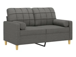 Sofá* Sofá 2 lugares +almofadas decorativas 120cm tecido cinza-escuro PT920571 Cinzento