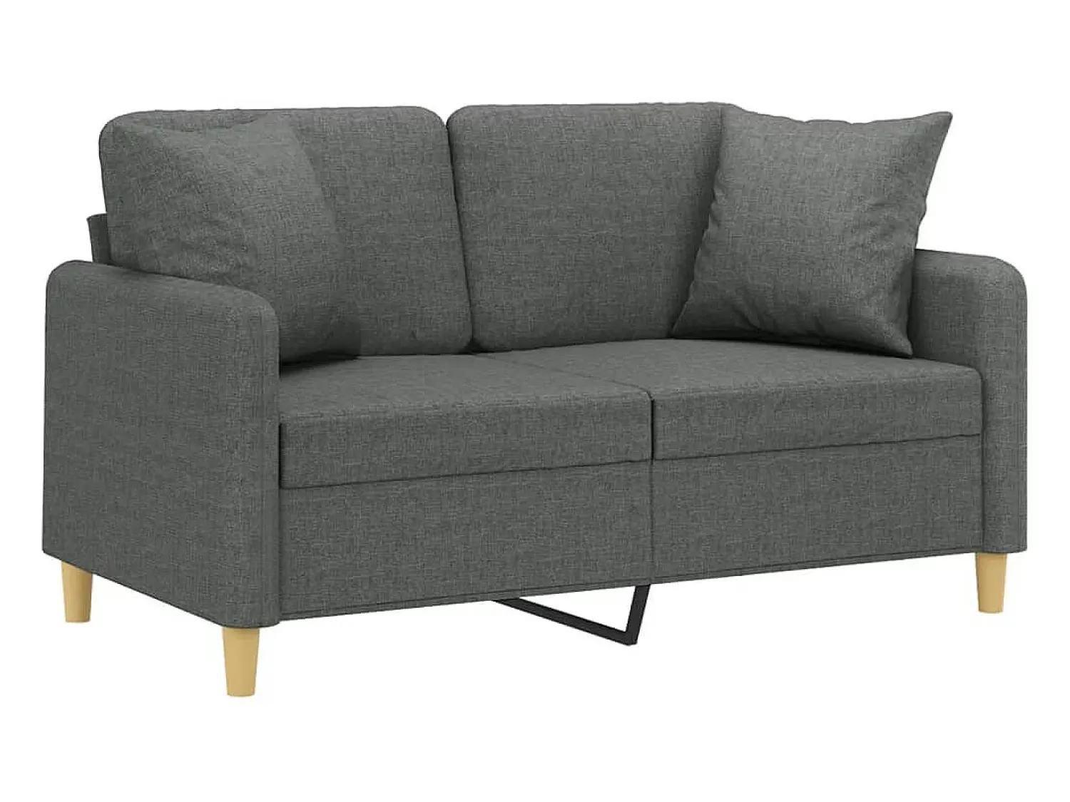 Sofá 2 lugares +almofadas decorativas 120cm tecido cinza-escuro PT319440^ Sofá