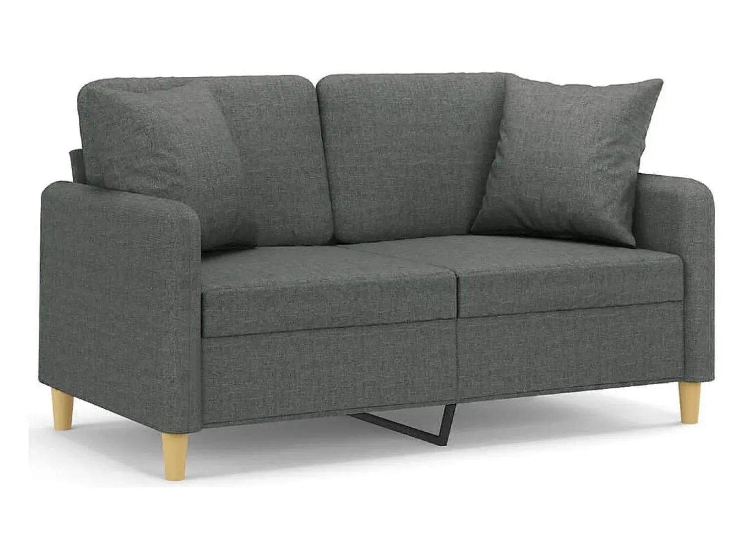 Sofá 2 lugares +almofadas decorativas 120cm tecido cinza-escuro PT319440^ Sofá