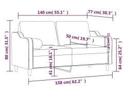 Sofá*vidaxl Sofá 2 lugares +almofadas decorativas 140cm tecido cinza-escuro Cinzento