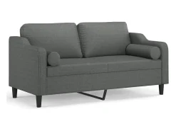 Sofá*vidaxl Sofá 2 lugares +almofadas decorativas 140cm tecido cinza-escuro Cinzento