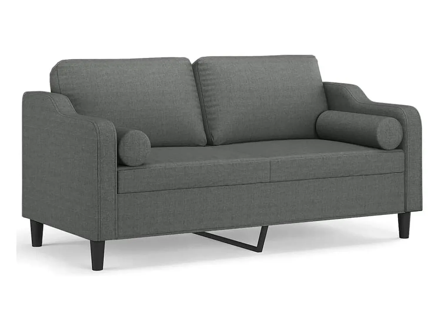 Sofá*vidaxl Sofá 2 lugares +almofadas decorativas 140cm tecido cinza-escuro Cinzento