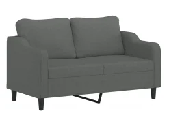 Sofá*vidaxl Sofá 2 lugares +almofadas decorativas 140cm tecido cinza-escuro Cinzento