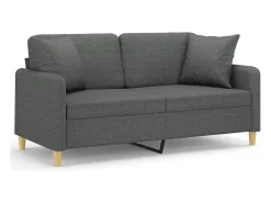 Sofá* Sofá 2 lugares +almofadas decorativas 140cm tecido cinza-escuro PT391370 Cinzento