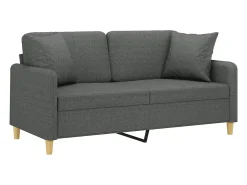 Sofá* Sofá 2 lugares +almofadas decorativas 140cm tecido cinza-escuro PT391370 Cinzento