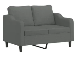 Discount Sofá 2 lugares +almofadas decorativas 120cm tecido cinza-escuro PT202174 Cinzento