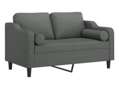 Discount Sofá 2 lugares +almofadas decorativas 120cm tecido cinza-escuro PT202174 Cinzento