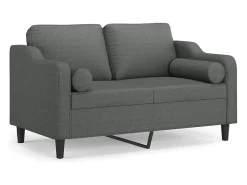 Discount Sofá 2 lugares +almofadas decorativas 120cm tecido cinza-escuro PT202174 Cinzento