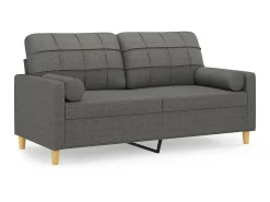 Sofá 2 lugares +almofadas decorativas 140cm tecido cinza-escuro PT129378^ Sofá