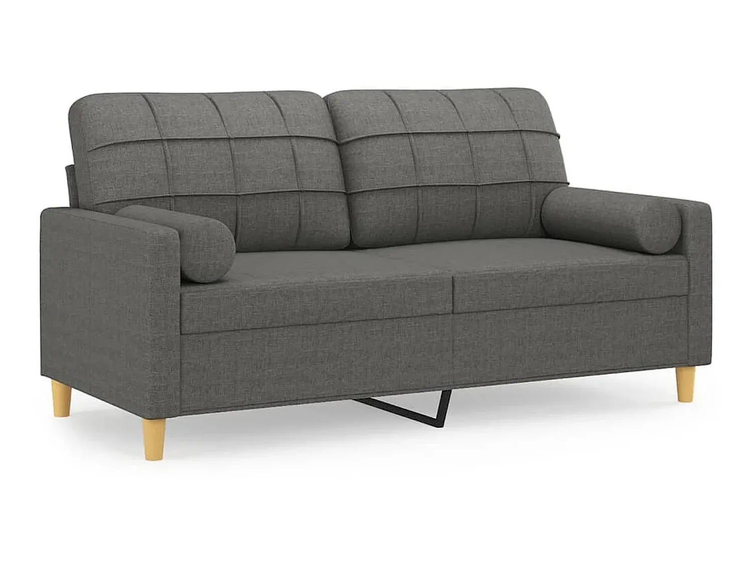 Sofá 2 lugares +almofadas decorativas 140cm tecido cinza-escuro PT129378^ Sofá