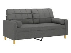 Sofá 2 lugares +almofadas decorativas 140cm tecido cinza-escuro PT129378^ Sofá