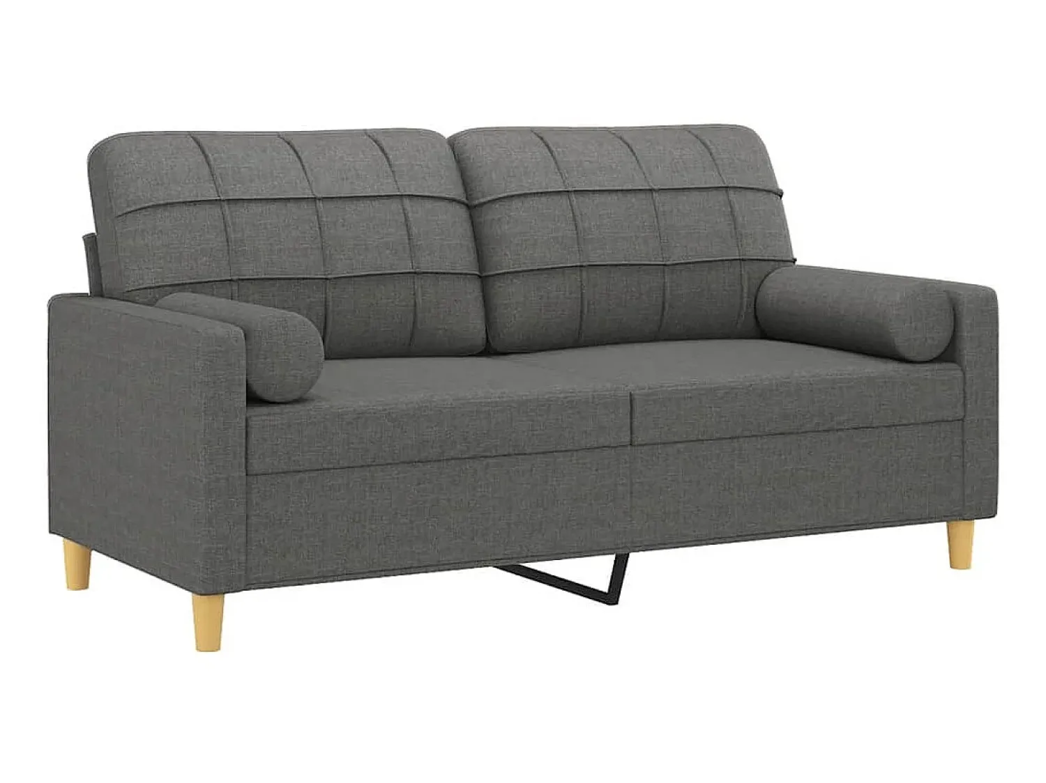 Sofá 2 lugares +almofadas decorativas 140cm tecido cinza-escuro PT129378^ Sofá